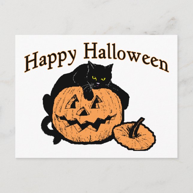 Cartão Postal Halloween Cat (Frente)