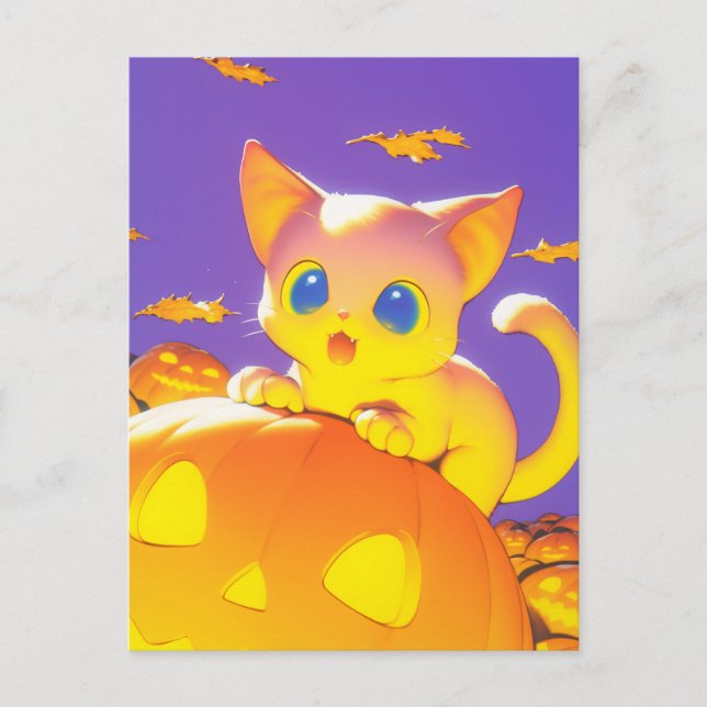 Cartão Postal Halloween Cat (Frente)