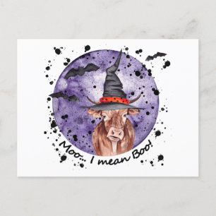 Cartão Postal Halloween Cow Moo Eu Quero Dizer Boo Engraçado