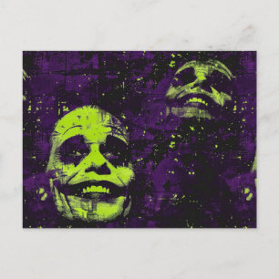 Cartão Postal Halloween Creepy Palhaço Spooky Season Roxo