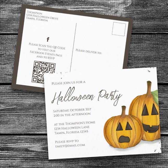 Cartão Postal Halloween Cute Pumpkins Jack Mídia Social Simples (Criador carregado)