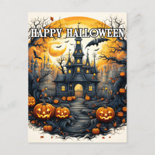Cartão Postal Halloween da Casa Assombrada Spooky