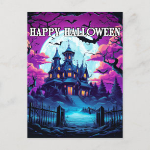 Cartão Postal Halloween da Casa Assombrada Spooky