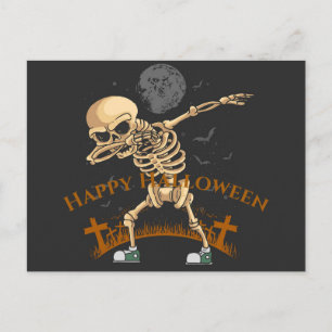 Cartão Postal Halloween Dabbing Skeleton