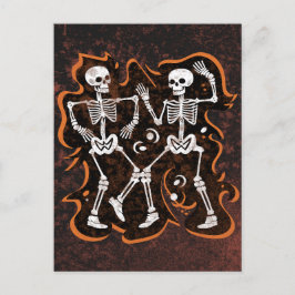Cartão Postal Halloween Dancing Skeletons