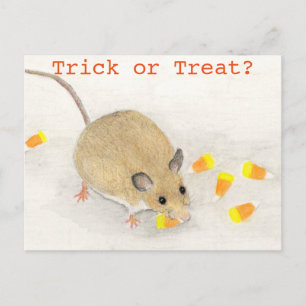 Cartão Postal Halloween de Mouse e Candy Corns