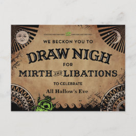 Cartão Postal Halloween Egípcio Misterioso com Scarab Verde