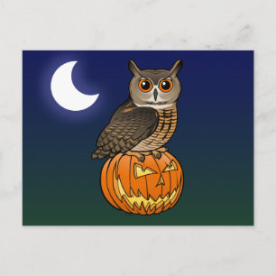 Cartão Postal Halloween Eurasian Eagle Owl
