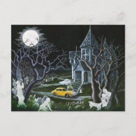 Cartão Postal Halloween,fantasmas,assombrado,casa,mansão