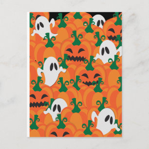 Cartão Postal Halloween Fantasmas Assombrados Pumpkin Patch