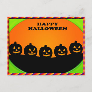 Cartão Postal Halloween Festivo Jack o'Lanterna Silhouettes