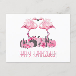 Cartão Postal Halloween Flamingo Happy Flamingoween Watercolor