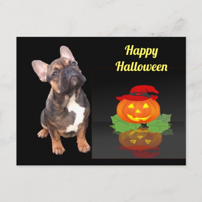 Cartão Postal Halloween französische Bulldogge French Bulldog (Frente)