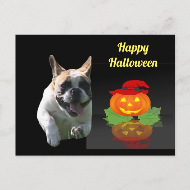 Cartão Postal Halloween französische Bulldogge French Bulldog (Frente)