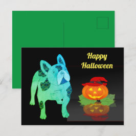 Cartão Postal Halloween französische Bulldogge Postkarte