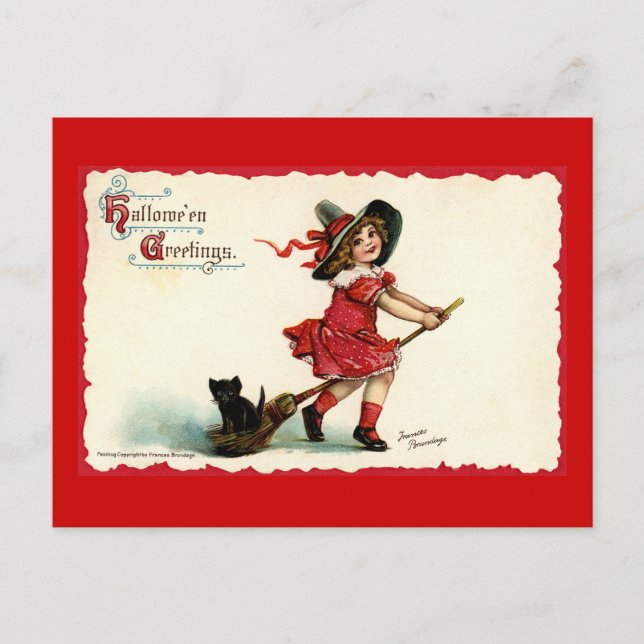 Cartão Postal Halloween, Garota Bonita (Frente)