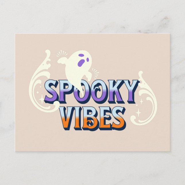 Cartão Postal Halloween Ghost Spooky Vibes Retro (Frente)