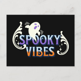 Cartão Postal Halloween Ghost Spooky Vibes Typografia Lettering