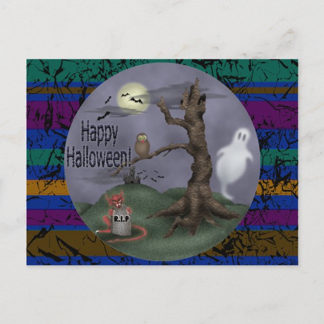 Cartão Postal Halloween Ghosts (Frente)