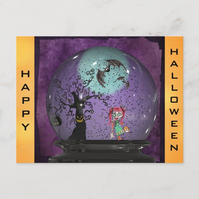 Cartão Postal Halloween Gótico Bonito e Louco (Frente)