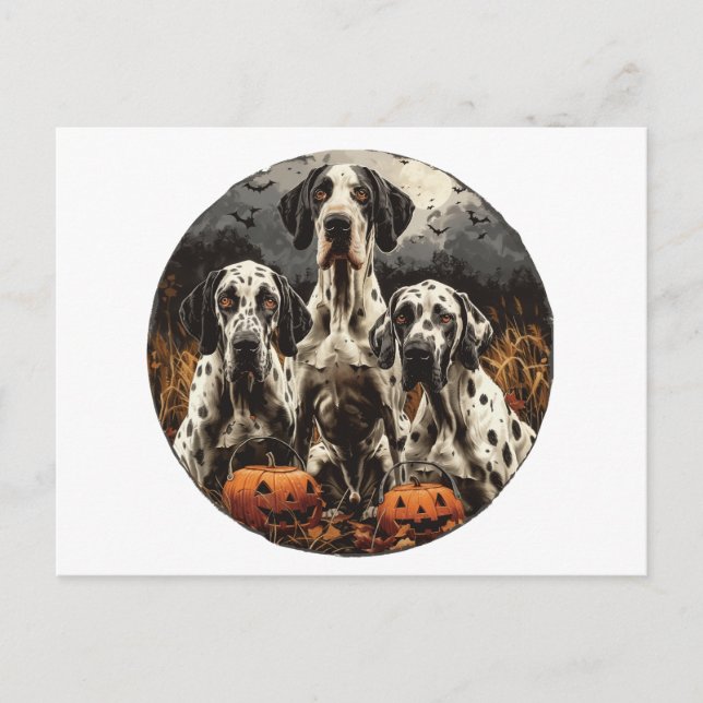 Cartão Postal Halloween - Grande Dane Dogs Jack O Lantern (Frente)