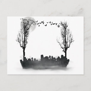 Cartão Postal Halloween Graveyard Silhouette