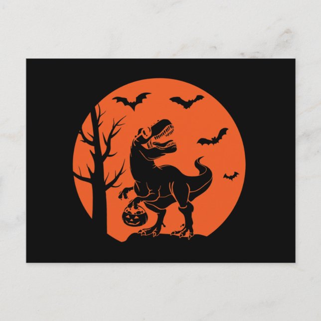 Cartão Postal Halloween Halloween, Figurino da Família Dinossaur (Frente)