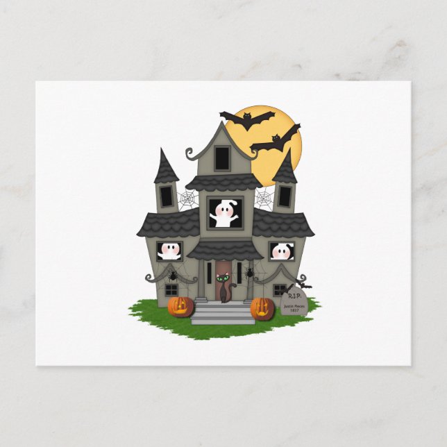 Cartão Postal Halloween Haunted House (Frente)