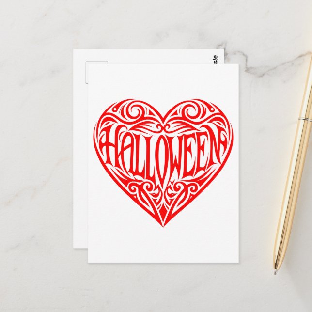 Cartão Postal Halloween Heart, Red Heart, Holiday (Frente/Verso In Situ)