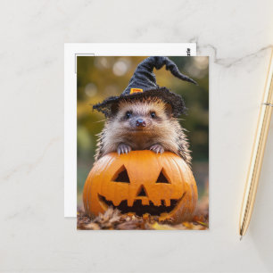 Cartão Postal Halloween Hedgehog Adorável