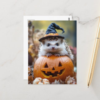 Cartão Postal Halloween Hedgehog Adorável
