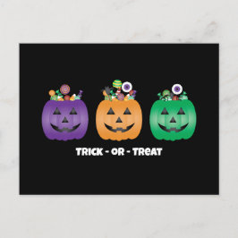 Cartão Postal Halloween Jack O Lantern Candy Pail
