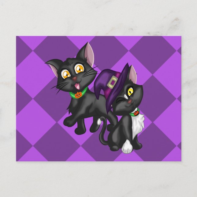 Cartão Postal Halloween Kittens (Frente)