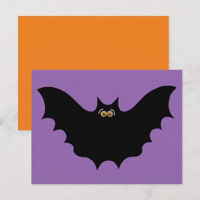 Cartão Postal Halloween Morcego Preto (Frente/Verso)