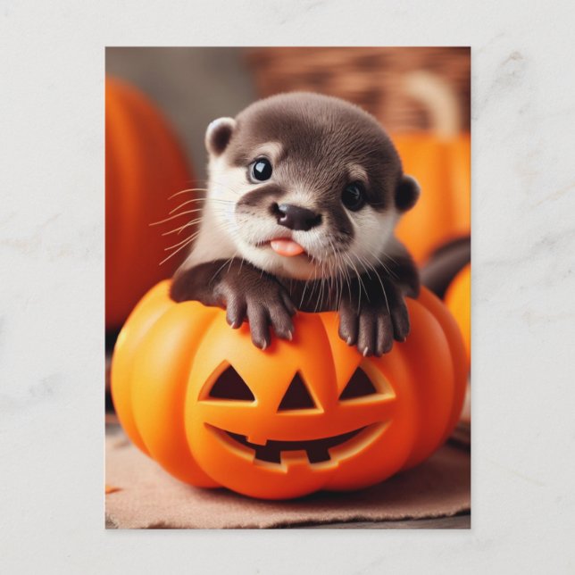 Cartão Postal Halloween Otter (Frente)