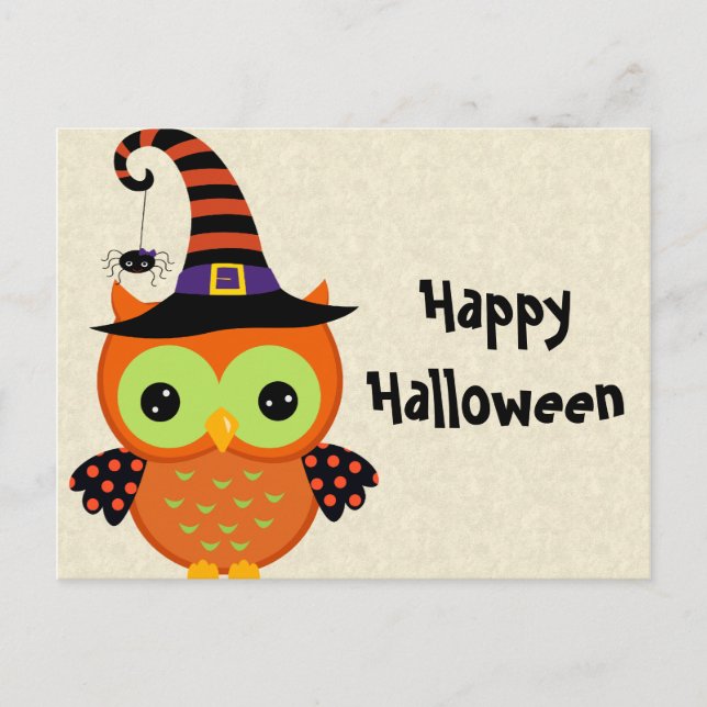 Cartão Postal Halloween Owl (Frente)