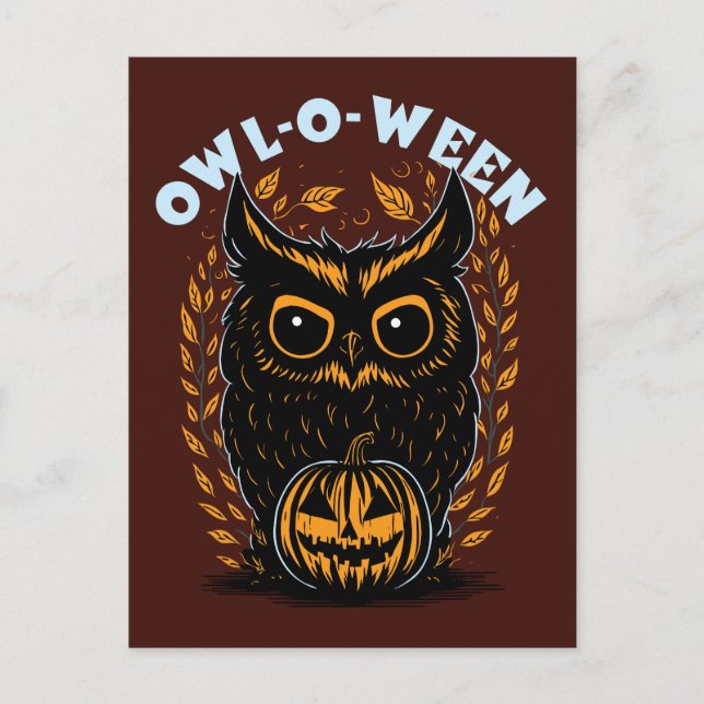 Cartão Postal Halloween Owl (Frente)