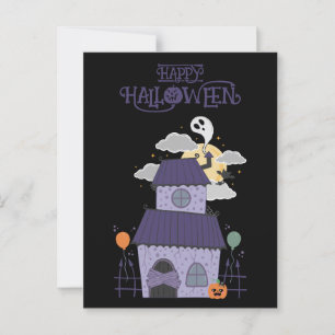 Cartão Postal Halloween Pastel Gótico assombrado