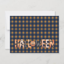 Halloween Plaid Pumpkin Greeting