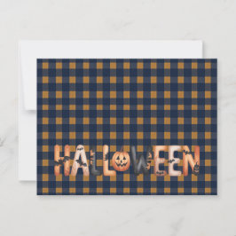 Cartão Postal Halloween Plaid Pumpkin Greeting
