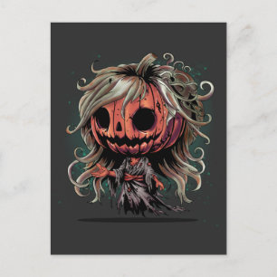 Cartão Postal Halloween Pumpkin Ghoul