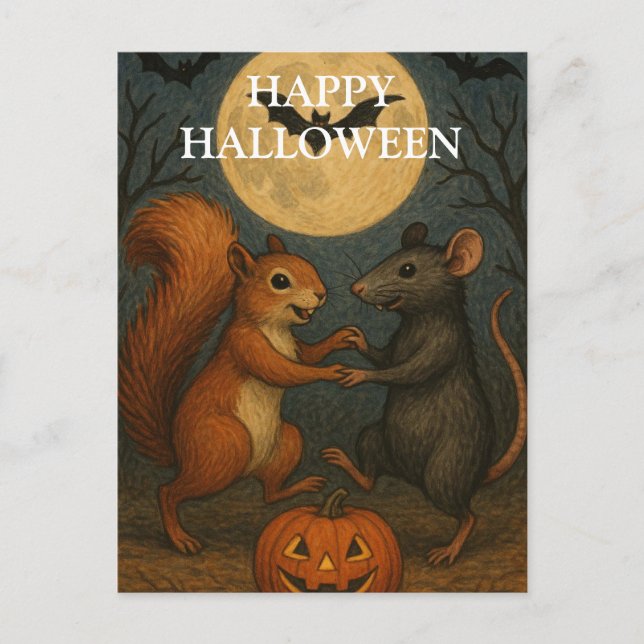 Cartão Postal Halloween Pumpkin Wity Scary Night (Frente)