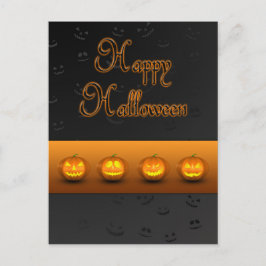 Cartão Postal Halloween Pumpkins Jack-o-Lanterna