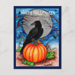 Cartão Postal Halloween Raven