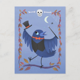 Cartão Postal Halloween Raven Crow Moon Magic