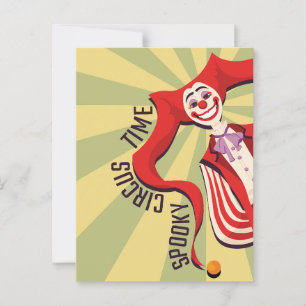 Cartão Postal Halloween Retro Spooky Palhaço Colorido Circo Engr