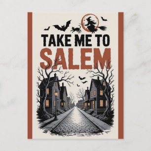 Cartão Postal Halloween Salem Massachusetts Witch Lover Spooky