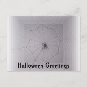 Cartão Postal Halloween saúda aranha bonitinha com infinidade na