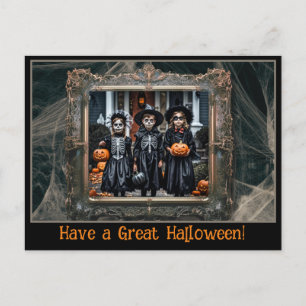 Cartão Postal Halloween Saudações Vintage Spiderweb Frame Foto