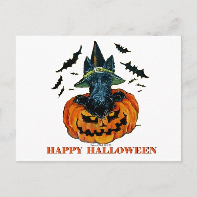 Cartão Postal Halloween Scottie (Frente)